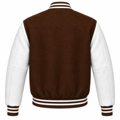 Brown and White Wool Varsity Jacket