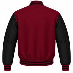 Burgundy and Black Wool Varsity Jacket