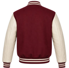 Burgundy and Cream Varsity Jacket