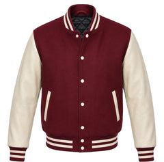 Burgundy and Cream Varsity Jacket