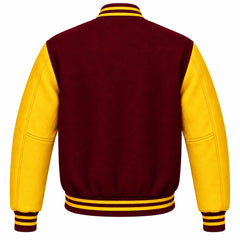 Burgundy and Gold Wool Varsity Jacket