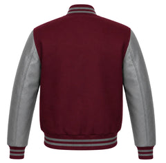 Burgundy and Grey Letterman Jacket