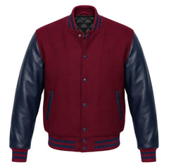 Burgundy and Navy Blue Letterman Jacket
