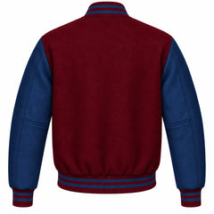 Burgundy and Navy Blue Wool Varsity Jacket
