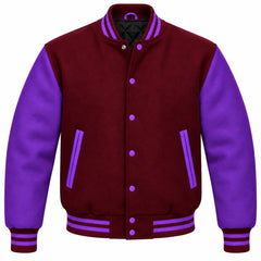 Burgundy and Purple Wool Varsity Jacket