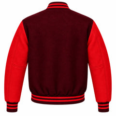 Burgundy and Red Wool Letterman Jacket