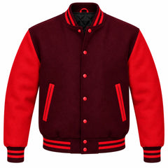 Burgundy and Red Wool Letterman Jacket
