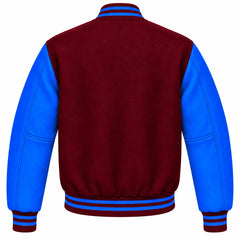 Burgundy and Royal Blue Wool Varsity Jacket
