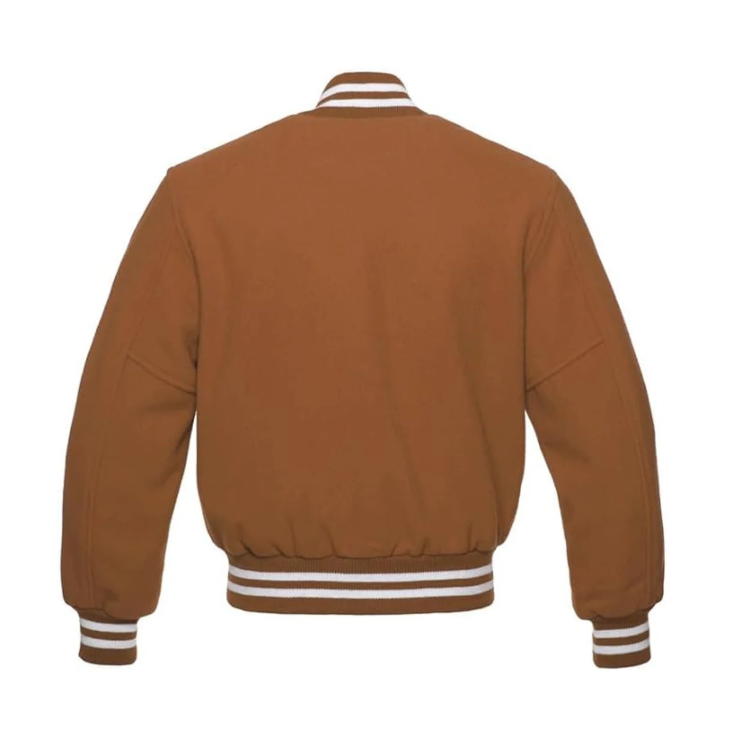 Camel Brown Wool Varsity Jacket Back Side
