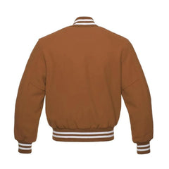 Camel Brown Wool Varsity Jacket Back Side