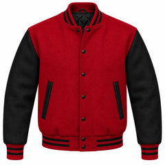 Cardinal Red and Black Wool Varsity Jacket