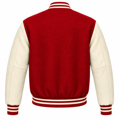 Cardinal Red and Cream Wool Varsity Jacket