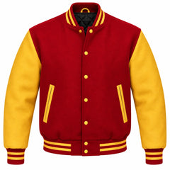 Cardinal Red and Gold Wool Letterman Jacket