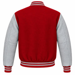 Cardinal Red and Grey Wool Letterman Jacket