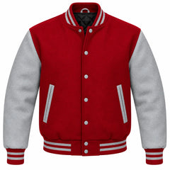 Cardinal Red and Grey Wool Letterman Jacket
