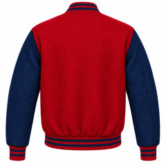 Cardinal Red and Navy Blue Wool Letterman Jacket