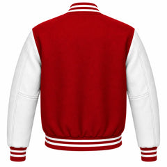 Cardinal Red and White Wool Letterman Jacket