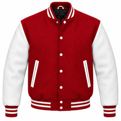 Cardinal Red and White Wool Letterman Jacket