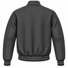 Charcoal Grey Wool Varsity Jacket