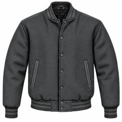 Charcoal Grey Wool Varsity Jacket