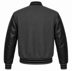 Charcoal Grey and Black Varsity Jacket