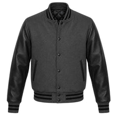 Charcoal Grey and Black Varsity Jacket
