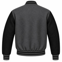 Charcoal Grey and Black Wool Letterman Jacket