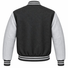 Charcoal Grey and Grey Wool Varsity Jacket