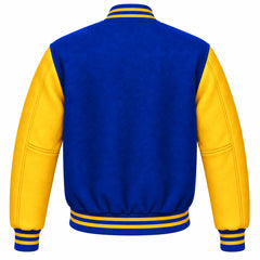 Cobalt Blue and Gold Wool Varsity Jacket
