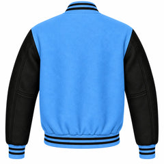 Columbia Blue and Black Wool Varsity Jacket
