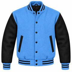 Columbia Blue and Black Wool Varsity Jacket