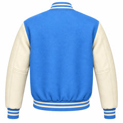 Columbia Blue and Cream Wool Varsity Jacket