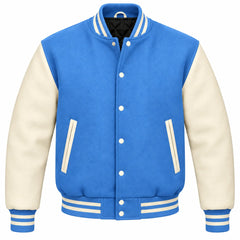 Columbia Blue and Cream Wool Varsity Jacket