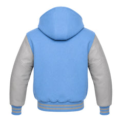 Columbia Blue and Grey Hooded Letterman Jacket