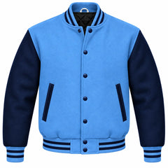 Columbia Blue and Navy Blue Wool Letterman Jacket