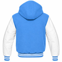 Columbia Blue and White Hooded Letterman Jacket