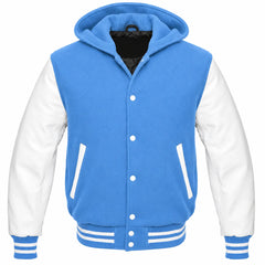 Columbia Blue and White Hooded Letterman Jacket