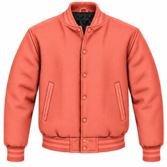 Coral Wool Varsity Jacket