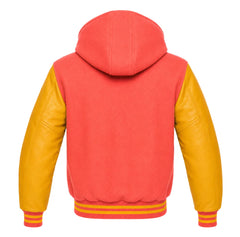 Coral and Gold Hooded Varsity Jacket