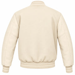 Cream Wool Letterman Jacket