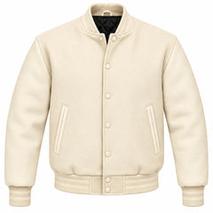 Cream Wool Letterman Jacket