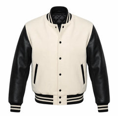 Cream and Black Varsity Jacket