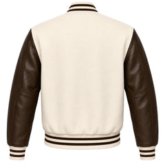 Cream and Brown Varsity Jacket