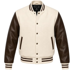 Cream and Brown Varsity Jacket