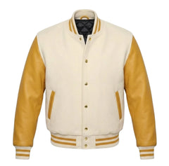 Cream and Gold Letterman Jacket
