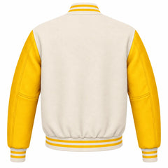 Cream and Gold Wool Varsity Jacket