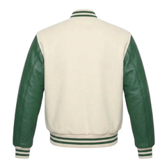 Cream and Green Letterman Jacket