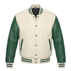 Cream and Green Letterman Jacket