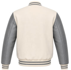 Cream and Grey Varsity Jacket