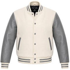 Cream and Grey Varsity Jacket